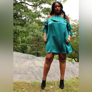 Hayden Teal Off-Shoulder Dress